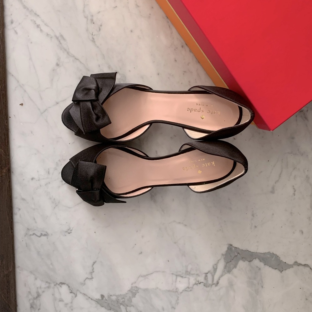 Kate Spade Sala Black Satin Glitter Heel